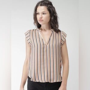 Forever 21 Taupe Striped Top Small